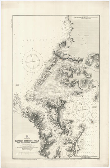 Пролив Босфор Восточный и Владивосток % Eastern Bosporus strait with Vladivostok harbour
Пролив Босфор Восточный с Владивостокским портом. Eastern Bosporus strait with Vladivostok harbour. From the Russian Government Charts to 1912. Карта составлена в 1912 году, скорректирована в 1919 году, 1921, 1923, 1924 и 1925 году. Опубликовано в Лондоне.
Ключевые слова: Владивосток,английские карты