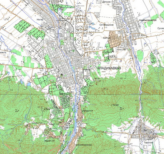 Владикавказ и окрестности %Vladikavkaz and vicinity
Владикавказ и окрестности. Карта Госгеоцентра. Масштаб 1:25,000г.
Ключевые слова: Владикавказ,карты ГГЦ