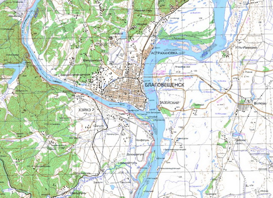 Благовещенск и окрестности %Blagoveschensk and vicinity
Благовещенск и окрестности. Карта Госгеоцентра. Масштаб 1:25,000
Ключевые слова: Благовещенск,карты ГГЦ
