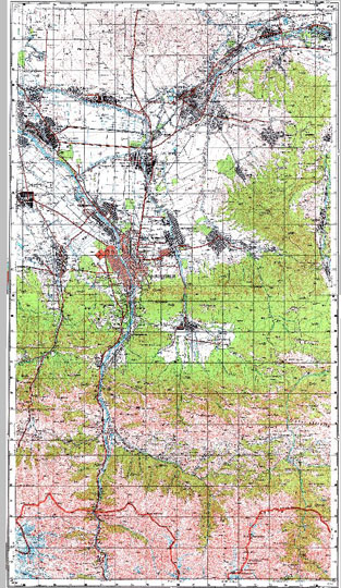 Орджоникидзе и окрестности 1:100K % Map of Ordzhonikidze and vicinity
Карта окрестностей Орджоникидзе. Издание 1984 года. Масштаб 1:100,000.
Ключевые слова: Владикавказ,Орджоникидзе,топографические карты