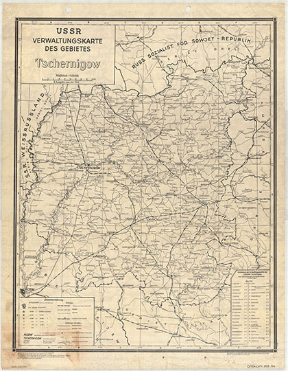 Немецкая карта окрестностей Чернигова 1:500К %Verwaltungskarte Des Gebietes Tschernigow
Немецкая административная карта окрестностей Чернигова. Масштаб 1:500,000. 1942г. USSR. Verwaltungskarte Des Gebietes Tschernigow.
Ключевые слова: Чернигов,немецкие карты