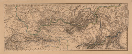 Сибирь в Атласе Азии  1:6.4M% Siberia in Atlas of Asia
Сибирь в Атласе Азии. Масштаб 1:6,400,000. Сборная карта, склееная из двух листов размером 37 х 48 см. Atlas von Asien in Zwanzig Blaettern, Zu C. Ritter's Allgemeiner Erdkunde, II. Abtheilung. Entworfen und bearbeitet von J.L. Grimm und H. Mahlmann, herausgegeben von C. Ritter und F.A. O'Etzel. I. Lieferung. Berlin, Verlag von G. Reimer. 1840. 
Ключевые слова: Красноярск,Омск,Иркутск,Томск,Барнаул,Сибирь,Байкал,атласы,немецкие карты