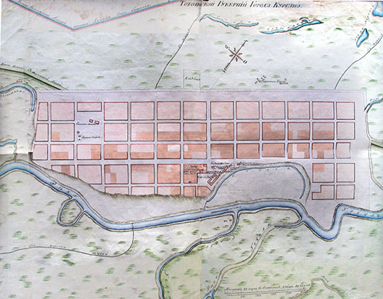 План Кургана 1:5040 % Plan of Kurgan
План Тобольской губернии городу Кургану. 1840-е годы. Масштаб - 50 сажен в дюйме.
Ключевые слова: Курган