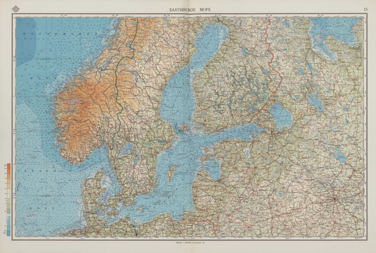 Балтийское море %Baltic sea
Балтийское море. Масштаб 1:3,000,000 на параллели 63 градуса. Из кн: Морской Атлас. Том 1. Издание Морского генерального штаба, 1950
Ключевые слова: Балтийское море,атласы,Морской атлас