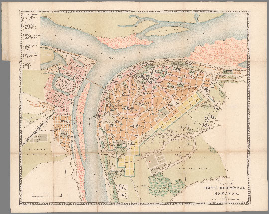 План Нижнего Новгорода и Ярмарки 1:12K%Map of Nizhny Novgorod and Fair
План города Нижнего Новгорода и Ярмарки. С. Петербург. Издание Картографического Заведения Ильина. 81 х 91 см. 1893-1896 годы. Масштаб 1: 12500. На врезке - описание Ярмарки.
Ключевые слова: Нижний Новгород,издательство Ильина