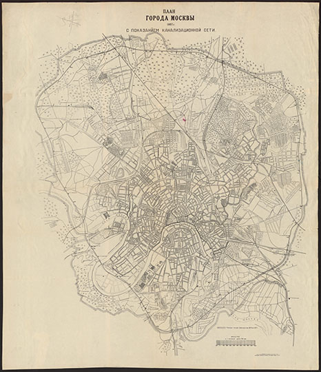 План  канализационной сети Москвы 1:21K % Plan of Moscow sewage system
План города Москвы с показанием канализационной сети. - 1:21000. - М., 1927 (Светография Сваричевского). - 1 к.; 108x92 см. - Копирование чертежей по способу А. В. Янова. План дан в границе города, утвержденной 28 мая 1917 г. Ко 46/VII-23, 24 
