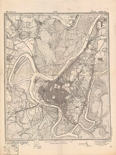 Карта Уфы и окрестностей 1:42К %Ufa and vicinity
Карта Уфы и окрестностей. Уфимская губерния. 1919. Лист LXV27. Уфимский уезд. Масштаб 1:42,000. Литография Картографического отдела Корпуса Военных Топографов. Москва. Печатано III 1920.
Ключевые слова: Уфа