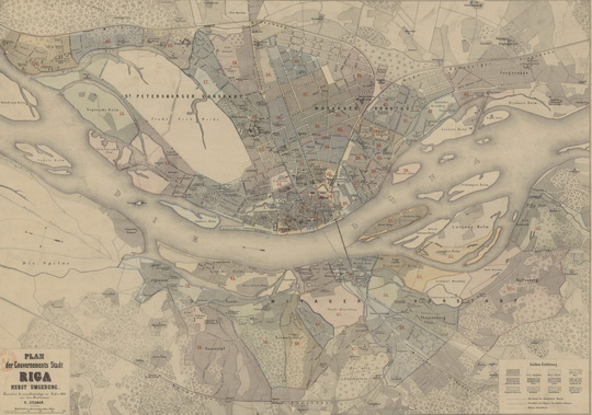 План города Риги % Plan of Riga
План города Риги. Plan der Gouvernements Stadt Riga nebst umgebung. R. Stegman. 1876
Ключевые слова: Рига