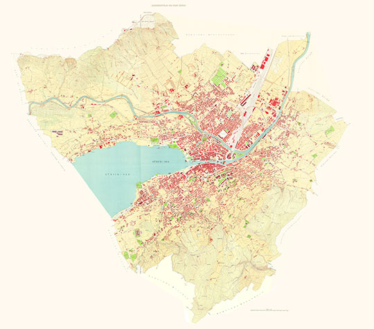 План Цюриха 1:5,000 %Uebersichtsplan Der Stadt Zurich
План города Цюриха, изданный в 1913 году. Склейка из 9 листов. Масштаб 1:5,000. Uebersichtsplan Der Stadt Zurich. Vermessungsamt der Stadt Zurich. November 1913.
Ключевые слова: Цюрих