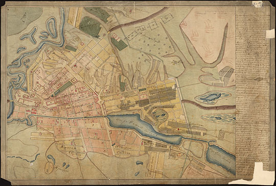План города Казани % Plan of Kazan
План города Казани. Составлен в середине 1830х годов.  Рукописная и раскрашенная графика.  
Ключевые слова: Казань