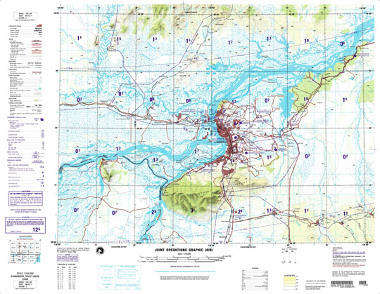 Окрестности Хабаровска 1:250K%American map of Khabarovsk region
Американская карта окрестностей Хабаровска. Series 1501 Air Sheet NM 53-11, Edition 2.  Russia, Joint Operations Graphic 1:250,000 [Not for navigational use]. U.S. National Imagery and Mapping Agency. Prepared and published by the Defense Mapping Agency Hydrographic/Topographic Center, Washington, D.C. Compiled in January 1988.
Ключевые слова: Хабаровск,американские карты,серия 1501