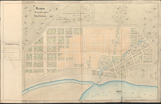 План города Чистополя 1:4,200 %Plan pf Chistopol
План Казанской губернии города Чистополя. Около 1843 г. Масштаб - 50 сажен в английском дюйме.
Ключевые слова: Чистополь