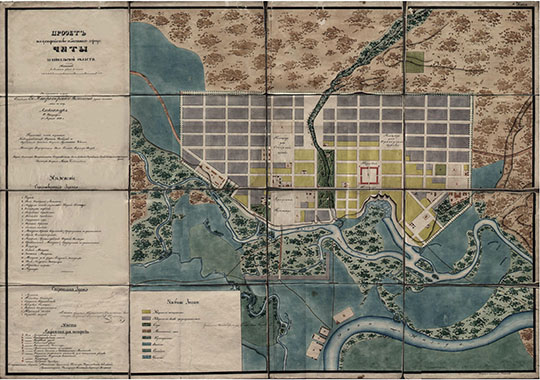 План устройства города Читы  1:4K% Plan of Chita
Проект на устройство областного города Читы Забайкальской области. Масштаб 50 саженей в дюйме. На подлинном плане: Собственною Его Императорского Величества рукою написано: быть по сему. Александр. С. Петербург, 5го Апреля 1862 г.
Ключевые слова: Чита