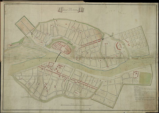 План Губернскому Городу Новгороду  1:8K% Plan of Novgorod
План Губернского Города Новгорода как оной впредь ставить. Масштаб 100 сажен в дюйме. Конец XVIII века.
Ключевые слова: Великий Новгород