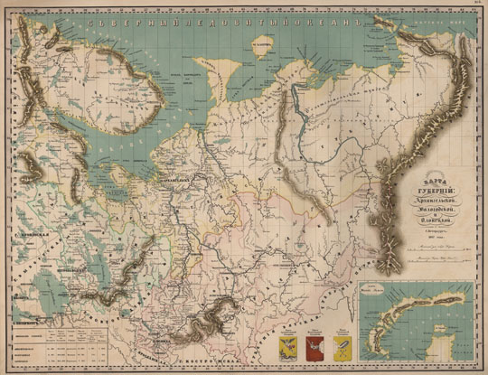 Северные губернии в атласе Зуева % North Russia in Zuev atlas
Карта губерний: Архангельской, Вологодской и Олонецкой. С. Петербург. 1857г. Из кн.: Подробный атлас Российской империи. Сост. Н. И. Зуев. 1860 г. — СПб.: 16 с.; 22 л. карт.
Ключевые слова: атласы,атлас Зуева