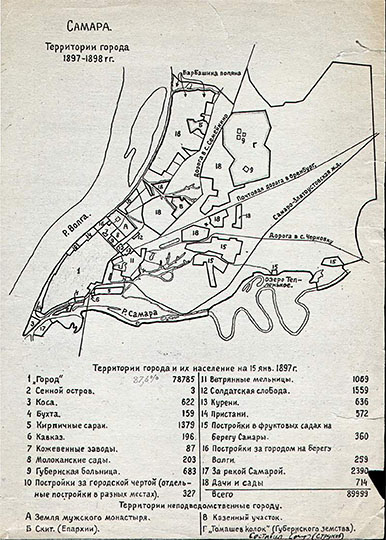 Территория Самары в 1897-1898 годах % Terrotory of Samara
Самара . Территория города в 1897-1898 годах.  Из собрания составителя плана - Самарского краеведа О.С. Струкова.
Ключевые слова: Самара