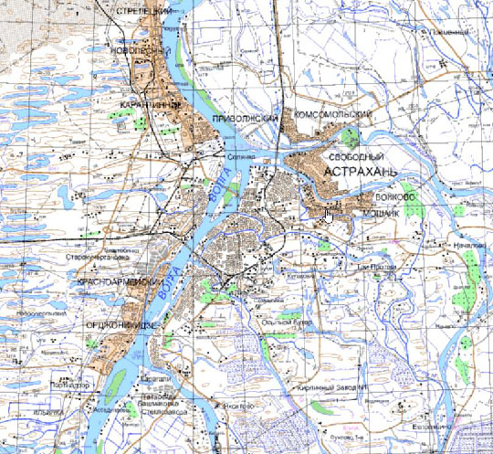 Астрахань и окрестности %Astrakhan and vicinity
Астрахань и окрестности. Карта Госгеоцентра. Масштаб 1:25,000
Ключевые слова: Астрахань,карты ГГЦ