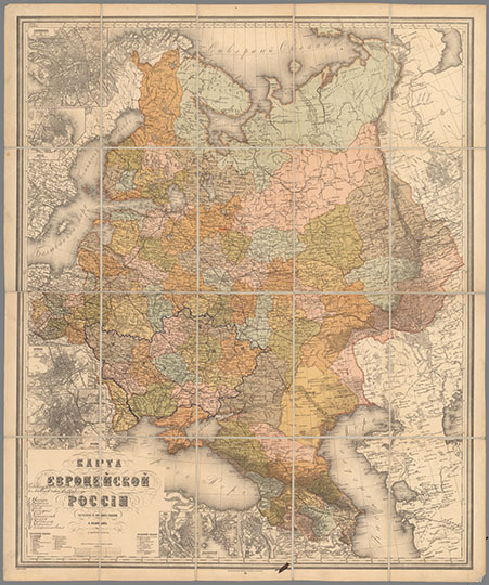 Карта Европейской России  1:4.2М %Map of European Russia
Карта Европейской России составленная по новейшим сведениям А. Ильиным. Картографическое Заведение А. Ильина, С. Петербург. 1880-е годы. 98 х 83 см. Масштаб - 100 верст в дюйме.
