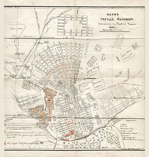План города Оренбурга 1:8,400 %Plan of Orenburg
План города Оренбурга. Составлен при Городской Управе 1892г. Масштаб - 100 сажен в английском дюйме. Составил Петр Копытин.
Ключевые слова: Оренбург