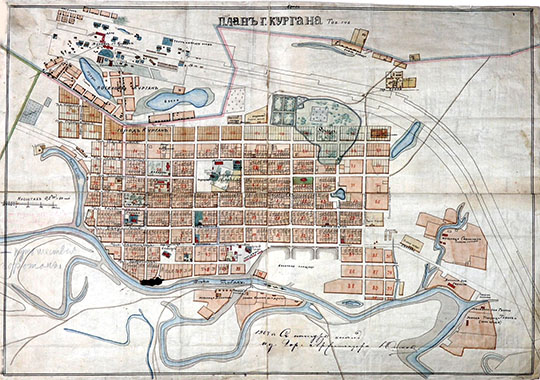 План Кургана 1:4200 % Plan of Kurgan
План города Кургана Тобольской губернии. Масштаб 50 сажен в дюйме. Издание 1903 года.
Ключевые слова: Курган