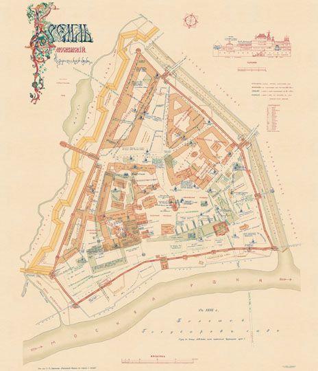 Кремль. Историческая схема%Kremlin. Historical scheme
Кремль Московский. Историческая схема. Составил С.П. Бартенев, 1910. 80 х 66см. Показано расположение существующих и уничтоженных объектов на территории Кремля с 1495 года. Из книги: Бартенев С.П. Московский Кремль в старину и теперь. В двух книгах. 1912-1916. Издание Министерства Императорского Двора. М. Синодальная типография.
Ключевые слова: Кремль