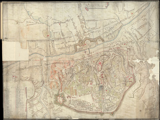 План Смоленской крепости % Map of Smolensk fortress
Смоленская губерния. План Смоленской крепости [Дело] : 1778 г. - 1778. - 2 листа. - (Фонд Техническо-строительного комитета МВД. Опись № 168. Смоленская губ.). - Рукописный текст. Бумага. Чернила, тушь, акварель. Заглавие на папке: План Смоленской крепости Смоленской губ.

Ключевые слова: Смоленск