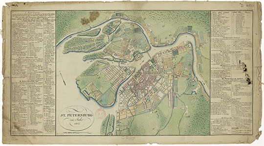 Немецкий план Санкт-Петербурга % St. Petersburg im Jahr 1805
Санкт-Петербург в 1805 году. Немецкий план работы Петерманна, Лейпциг. 68x35 см. St. Petersburg im Jahr 1805. Petermann, Leipzig.
Ключевые слова: Санкт-Петербург,немецкие карты