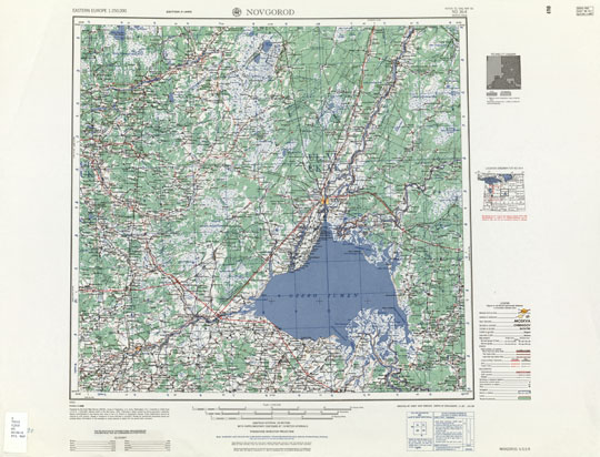 Карта окрестностей Новгорода%Map of Novgorod vicinity
Американская карта окрестностей Новгорода. Prepared by the Army Map Service (AMNU-WAY), Corps of Engineers, U.S. Army, Washington, D.C. Eastern Europe. Edition 2-AMS. Novgorod, U.S.S.R. Compiled in 1953 from U.S.S.R., 1:100,000, General Staff of the Red Army, 1941. N501. Scale 1:250,000. Географическая координатная сетка.
Ключевые слова: Новгород,американские карты,Ильмень