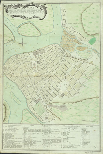 План Иркутска 1:8K%Map of Irkutsk
План Губернского города Иркутска состоящего в части Северной Азии по течению реки Ангары на правом берегу в ширине северной 52 градусов 18 минутах в длине в 122 град 13 мин 30 сек с показанием вновь назначенного прожекта улиц и казенных каменных строений в 1784 году. Масштаб 100 сажен в дюйме. В нижней части плана - экспликация.
Ключевые слова: Иркутск