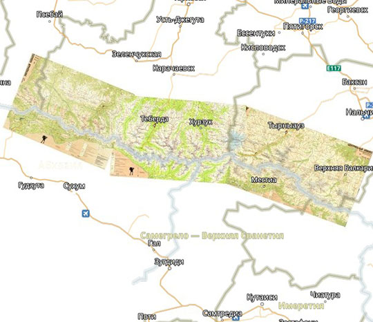 Кавказские горы. Туристская схема  1:100K % Caucases mountains
Кавказские горы. Туристская схема. Сборная карта, составленная из листов изданий Госгеодезии СССР 1991 года. Масштаб 1:100,000. Комитет Геодезии и Картографии СССР. Москва, 1991г.
Ключевые слова: Грузия,Кавказ
