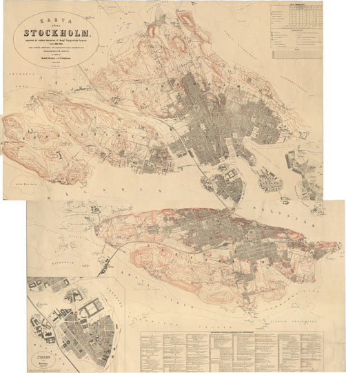 План Стокгольма 1:6K%Map of Stockholm
План Стокгольма. Karta ofver Stocjholm upprattad pa stadens bekostna af Kongl. Topograficka Corpsen aren 1862-1867. Масштаб 1:6000.
Ключевые слова: Стокгольм