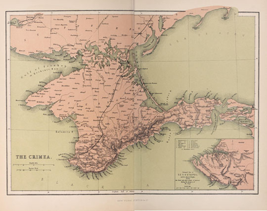 Карта Крыма % The Crimea
Карта Крыма. из кн.: The earth and its inhabitants by Reclus, Elisée, 1830-1905; Keane, A. H. (Augustus Henry), 1833-1912. [v. 5] The north-east Atlantic, islands of the north Atlantic, Scandinavia, European islands of the Arctic ocean, Russia in Europe. Издание 1880-х годов. Масштаб - 10 англ. миль в дюйме.
Ключевые слова: Крым,американские карты