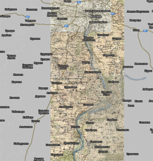 Окрестности Казани - РККА 1:100K % Kazan environs on RKKA map
Окрестности Казани и Волго-Камская пойма. Генеральный Штаб РККА, 1937 год. Масштаб 1:100,000. В качестве фона использована карта РККА в масштабе 1:300К.
Ключевые слова: Казань,карты РККА