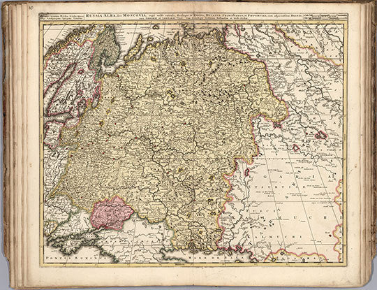 Карта России или Московии %Russia Alba, sive Moscovia
Карта России или Московии. Амстердам, 1740г. 49 х 60 см. Russia Alba, sive Moscovia : regio valde extensa : divisaque in regna, ducatus, principatus et provincias : cum adjacentibus regnis, cura Gerardi et Leonardi Valk. Cum privilegio ord. Holl. et West-frisiae. (to accompany) Atlas minor sive Totius orbis terrarum contracta delinea ex conatibus Nic. Visscher. 
Ключевые слова: Европейская Россия,Московия
