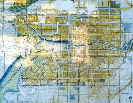 План Екатеринбурга%Map of Yekaterinburg
План Екатеринбурга, 1780-е годы. Опубликован в книге "Екатеринбург, история города в архитектуре". Издательство "Сократ" 1998 год. 
Ключевые слова: Екатеринбург