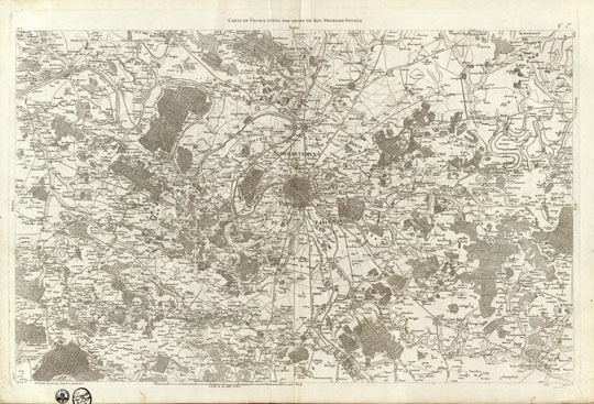 Карта Парижа и окрестностей%Map of Paris and vicinities
Карта Парижа и окрестностей. Carte de France Leuvee par ordre du Roy Premiere Feuille.
Ключевые слова: Париж,французские карты