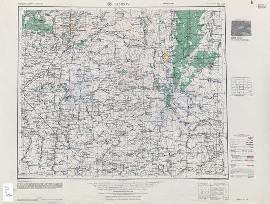 Американская карта окрестностей Тамбова  1:250K% US Map of Tambov vicinity
Американская карта окрестностей Тамбова. Eastern Europe. Tambov. Edition 3-AMS. NN 37-12. Series N501. 1:250000. Prepared by the Army Map Service. Compiled in 1953.
Ключевые слова: Тамбов,американские карты