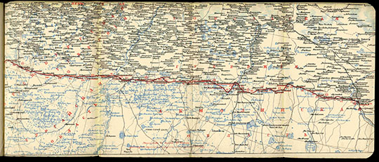 От Омска до Троицка  1:1.7M% From Omsk to Troitsk
От Омска до Троицка. Из кн. От Владивостока до Уральска. Карты к путешествию Его Императорского Величества Государя Наследника Цесаревича. Издание Центрального Статистического Комитета МВД. С. Петербург.  1891г. Лист 08. От Омска до Троицка. Масштаб - 40 верст в дюйме.
Ключевые слова: Омск,Курган,путешествие Цесаревича