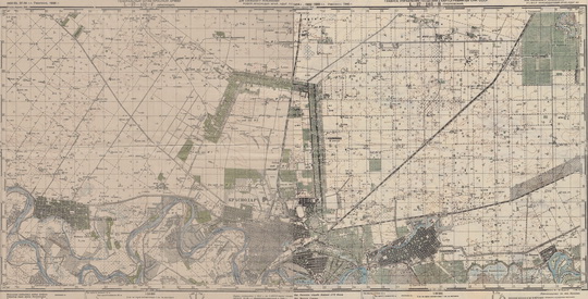 Карта РККА Краснодара в масштабе 1:50K % RKKA map of Krasnodar
Карта РККА окрестностей Краснодара. Сборная карта, склеенная из  листов L-37-102-Г и L-37-103-В карт Генерального Штаба Красной Армии. Масштаб 1:50,000. Издание 1942-1943 годов.
Ключевые слова: Краснодар,карты РККА