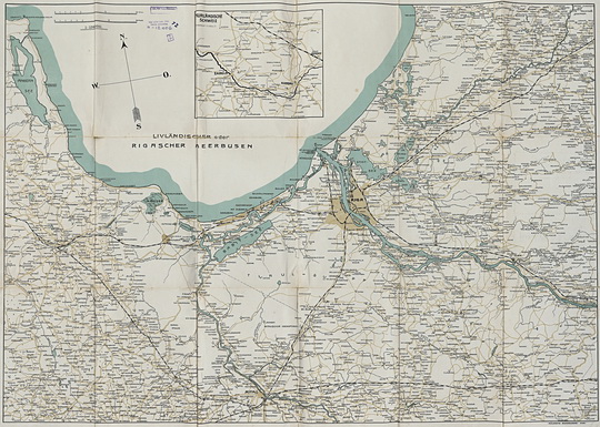 Карта окрестностей Риги  1:126K% Map of Riga environs
Карта окрестностей Риги. Масштаб 1:126,000. На врезке - карта Курляндии. 1918 г.
Ключевые слова: Рига