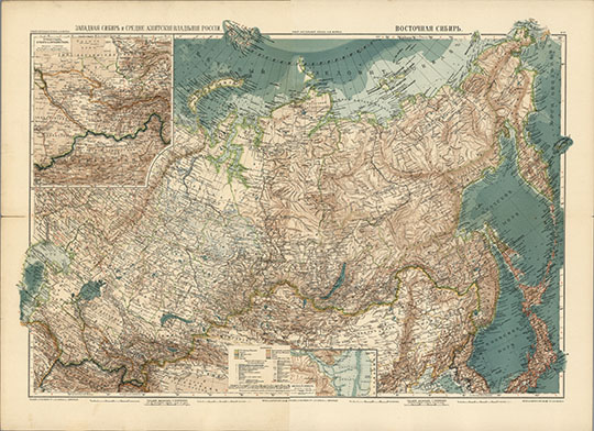 Сибирь и Дальний Восток в Атласе Маркса  1:10M% Siberia and Far East of Russia in Mapx World Atlas
Сибирь, Средне-Азиатские владения России и Дальний Восток в Атласе Маркса. Масштаб 1:10,000,000. Сборная карта, склеенная из листов 46-47 Большого Всемирного Атласа Маркса. 59 х 90 см. С. Петербург, 1909г. Печатано в Картографическом Заведении А.Ф. Маркса. Допечатка 1916 года. . 
Ключевые слова: атласы,товарищество Маркса,Сибирь,Дальний Восток
