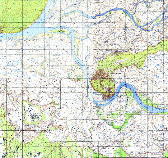 Ханты-Мансийский округ 1:50K % Map of Khanty-Mansiysk okrug
Подробная топографическая карта окрестностей Ханты-Мансийска. Сборная карта, составленная из листов опубликованных в интернете топографических карт издания 1980-х годов.
Ключевые слова: Ханты-Мансийск,топографические карты