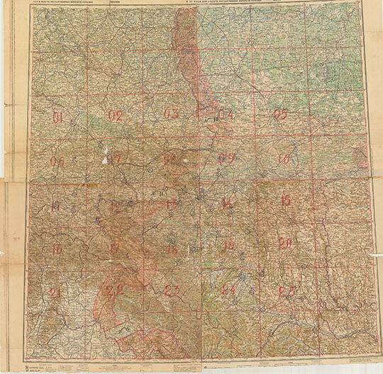 СССР и область интересов Германии 1:500К %Ussr and regions of Germany state interests 
СССР и область государственных интересов Германии. Бортовая карта  приграничных областей СССР, Германии, Чехословакии, Венгрии, Румынии. 1939-1940 г. Масштаб 1:500,000. 
Ключевые слова: Белоруссия,Украина,Польша,карты РККА