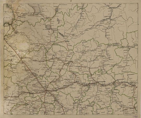 Почтовая карта Европейской России 1:1.7M%Post map of the European Russia
Лист V Почтовой Карты Европейской части России. Вся карта состоит из 12 листов. На 7 и 10 листах в виде вставок представлены карты окрестностей Москвы и Санкт-Петербурга в более мелком масштабе (14 верст в английском дюйме). На карту нанесены почтовые конторы, отделения и станции, телеграфные и железнодорожные станции, дороги: железные и почтовые, пароходные сообщения и телеграфные линии. Карта составлена в масштабе 40 верст в английском дюйме. Гр. Поляков, шр. Махотин. Картографическое заведение А. Ильина по Екат. пр. д. N 8. К 3.Росс 2/184
Ключевые слова: Подмосковье,издательство Ильина