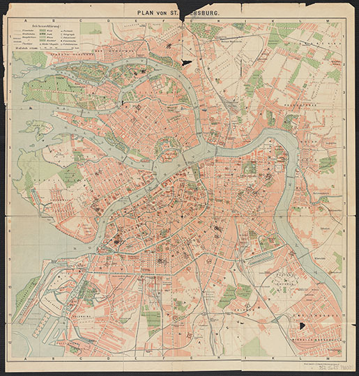 План Санкт-Петербурга работы Гаша 1:25К % Plan von St. Petersburg
План Санкт-Петербурга работы Гаша. На немецком языке. Масштаб 1:25,000. 52 x 52см. Начало 1900-х годов. Plan von St. Petersburg. Geogr. Anstalt v. J.J. Gasch 
Ключевые слова: Санкт-Петербург,немецкие карты