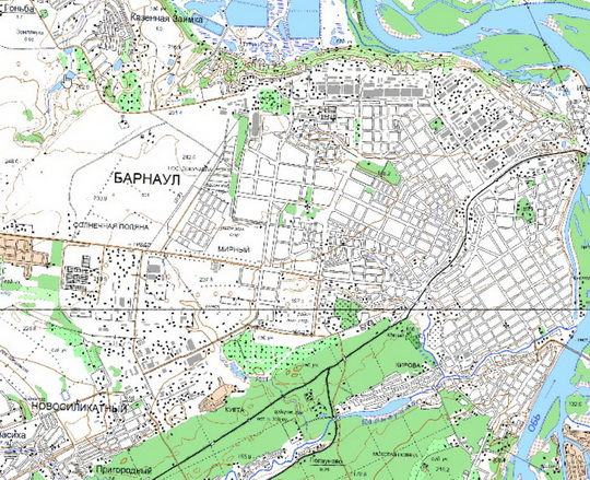 Барнаул и окрестности %Barnaul and vicinity
Барнаул и окрестности. Карта Госгеоцентра. Масштаб 1:25,000
Ключевые слова: Барнаул,карты ГГЦ