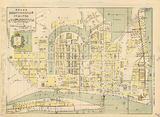 План Нижегородской ярмарки 1:4K% Plan of Nizhny Novgorod Fair
План Нижегородской ярмарки. Масштаб 50 саженей в дюйме. Из кн.: "Спутник по реке Волге и её притокам Каме и Оке. С картами Волги, Камы и Оки, видами и Планами волжских, камских и окских городов." Год издания VIII. Типо-Литография П. С. Феокритова, Саратов, 1908г.
Ключевые слова: Нижний Новгород,путеводители по Волге