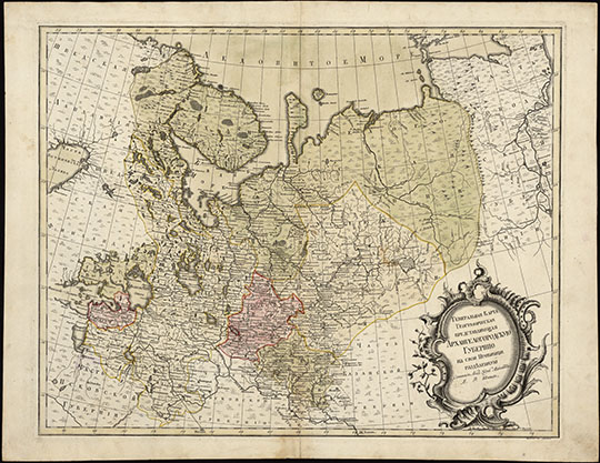 Карта Архангельской губернии 1:2.5М % Arkhangelsk gubernia
Генеральная карта географическая представляющая Архангелогородскую губернию на свои провинции разделенную [Карты] / Cоч. Акад. Наук адьюнкт Я. Ф. Шмид; вырез. Е. Худяков. - [Санкт-Петербург, 1773]. - 1 л.: раскраш.; 52x74 см.
Загл. в картуше. Бумага с филигранью. KGR Ко 111/II-87
Ключевые слова: Архангельск,Вологда,Мурманск