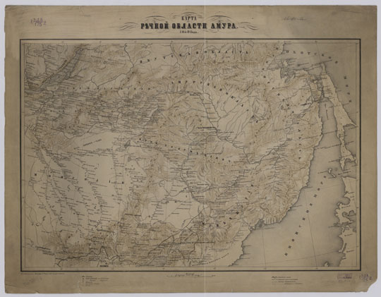 Карта речной области Амура  1:4.2M% Map of Amur region
Карта речной области Амура. - [Санкт-Петербург]: [Картографическое заведение А.Ильина]: 1859. - 1 л.: Литография. 2 цв.; 45х66 (57х74) см. Масштаб - 100 верст в дюйме.
Ключевые слова: Хабаровск,издательство Ильина,Владивосток,Комсомольск-на-Амуре,Южно-Сахалинск,Биробиджан,Благовещенск,Иркутск,Чита,Улан-Удэ,Пекин,Дальний Восток