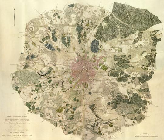 Карта окружностей Москвы v.1 %Topographic map of Moscow environs
Топографическая карта окружностей Москвы, снятая Офицерами Квартирмейстерской части 1818г. Вариант 1. Гравирована и печатана в военно-топографическом Депо при главном штабе Его Императорского Величества. 1823г. Масштаб  - в английском дюйме 1 верста.   Гравер Колпаков, вырезал слова Фролов 2-й. Гравюра на меди, 1000х852. На четырех листах, склеен.
Ключевые слова: военно-топографическое депо